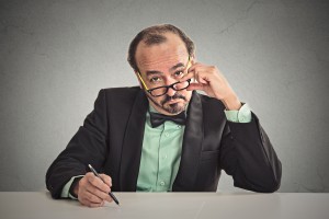employee performance review man sitting