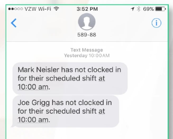 timekeeping text message
