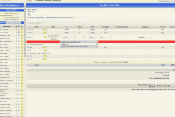 Administrative Edit and Approve Time Cards in TimeWorks Plus