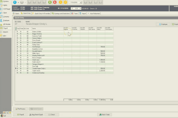 Basic Payroll Entry in Evolution Classic