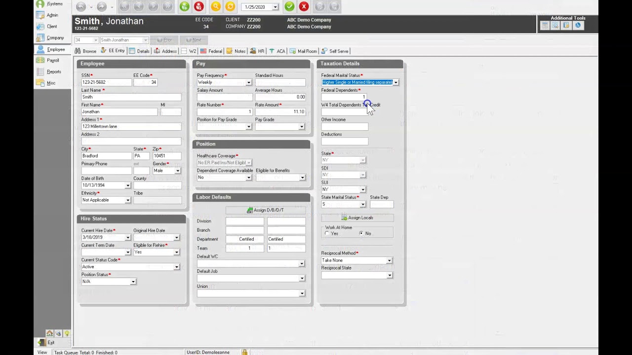 2020 W4 Employee Tax Changes in Evolution Classic