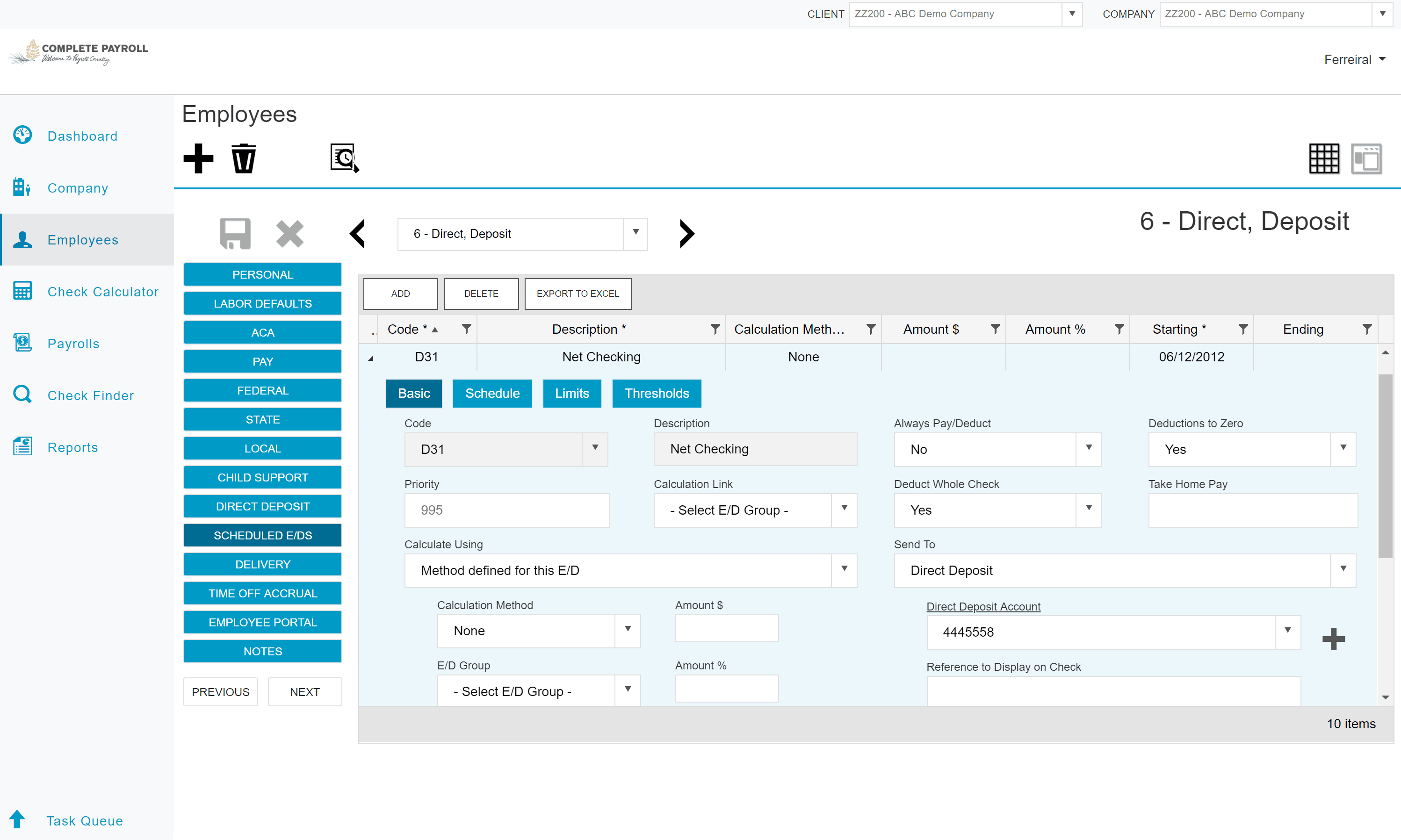 Setting Up Direct Deposit in Evolution Payroll