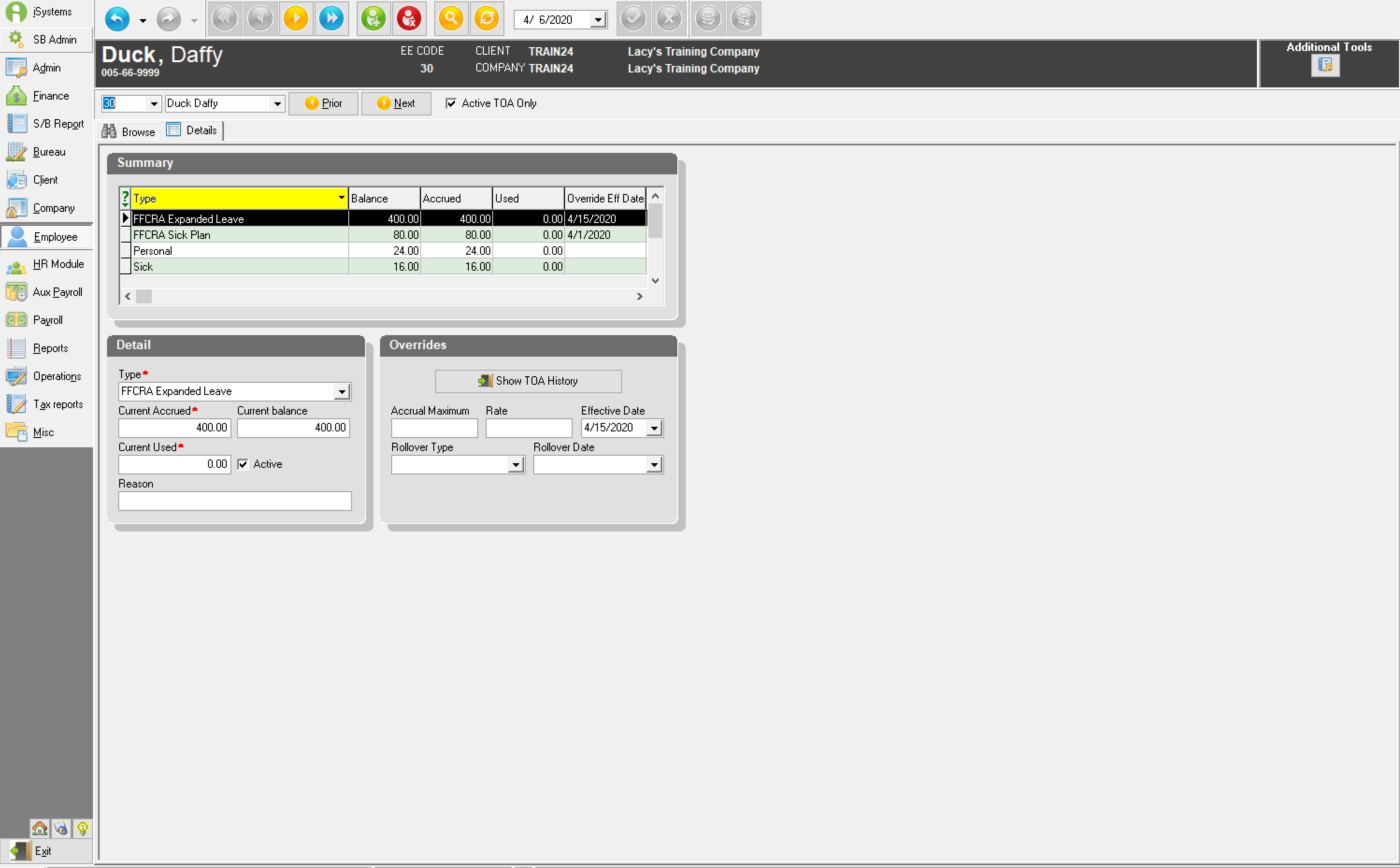 FFCRA Leave Setup and Payroll Entry in Evolution Classic