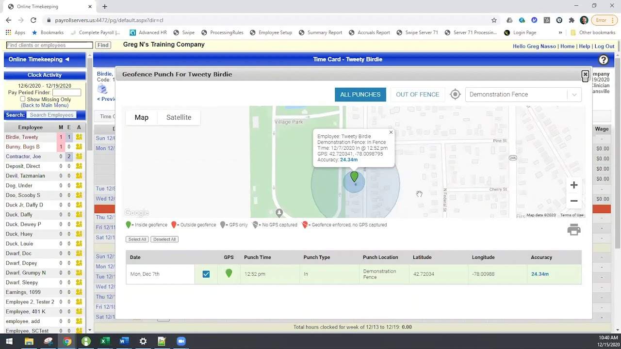 How to review Geofencing Flags on Employee Time Cards