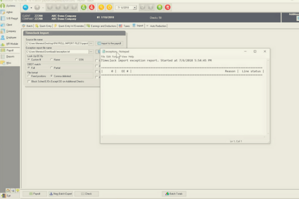 Payroll Entry Using an Import File in Evolution Classic