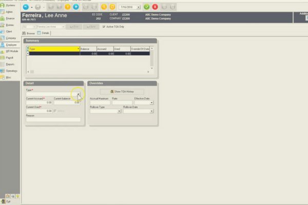 Time Off Accrual Setup and Maintenance in Evolution Classic