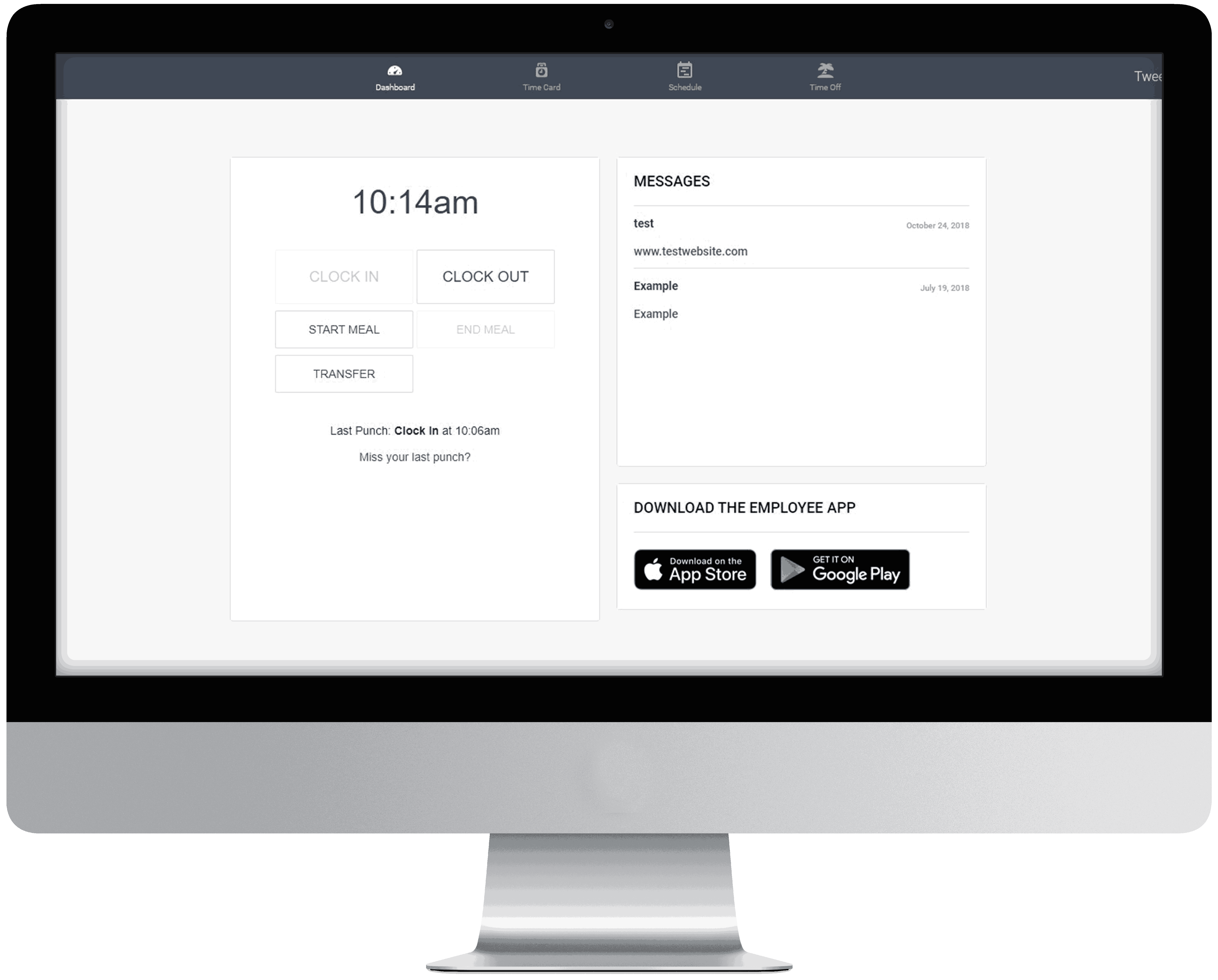 time clock payroll screen