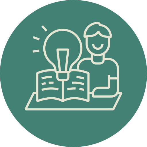 icon_resources desk book light bulb_green circle_512